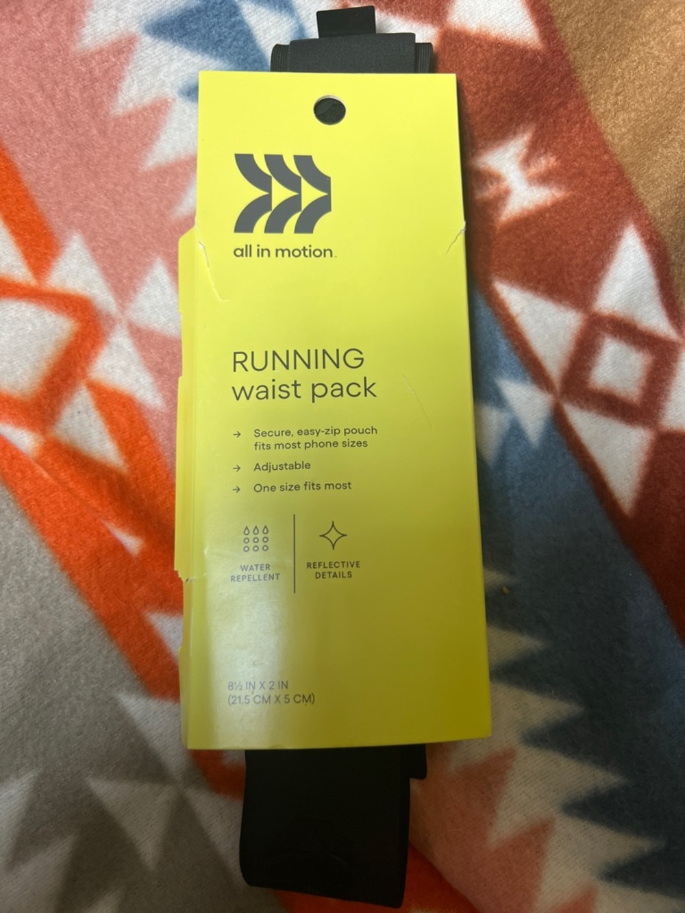 all in motion Yellow and Black Running Waist Pack Packaging